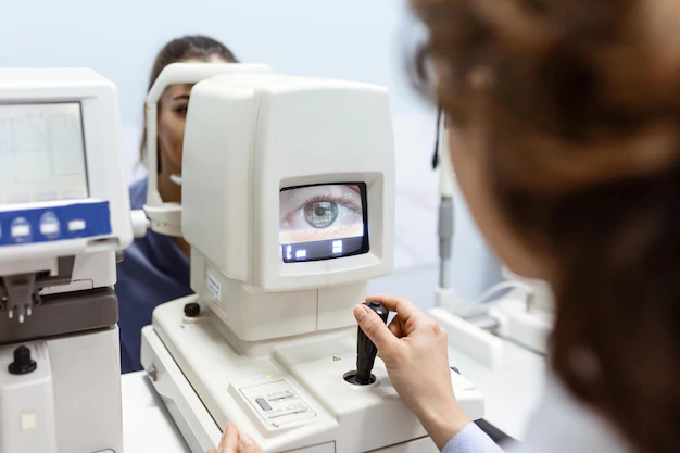 Professional eye exam at Vijay Eye Care